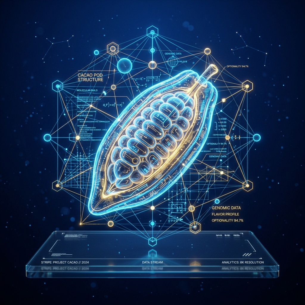 Glowing holographic botanical data node